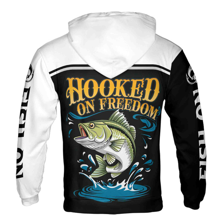 Custom Name Unisex Novelty Fishing Hooked On Freedom Gifts For Men Hoodie S-5XL
