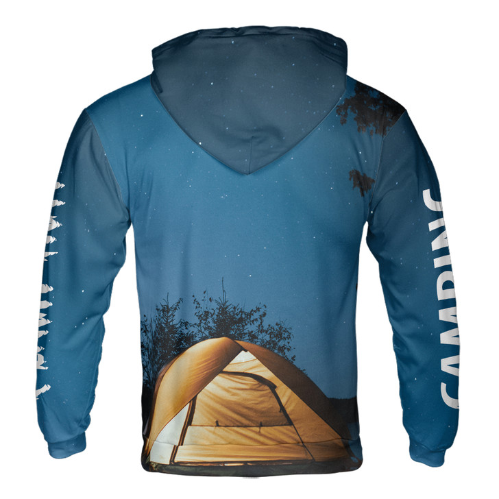 Custom Name Camping Tent Night Sky Hoodie S-5XL