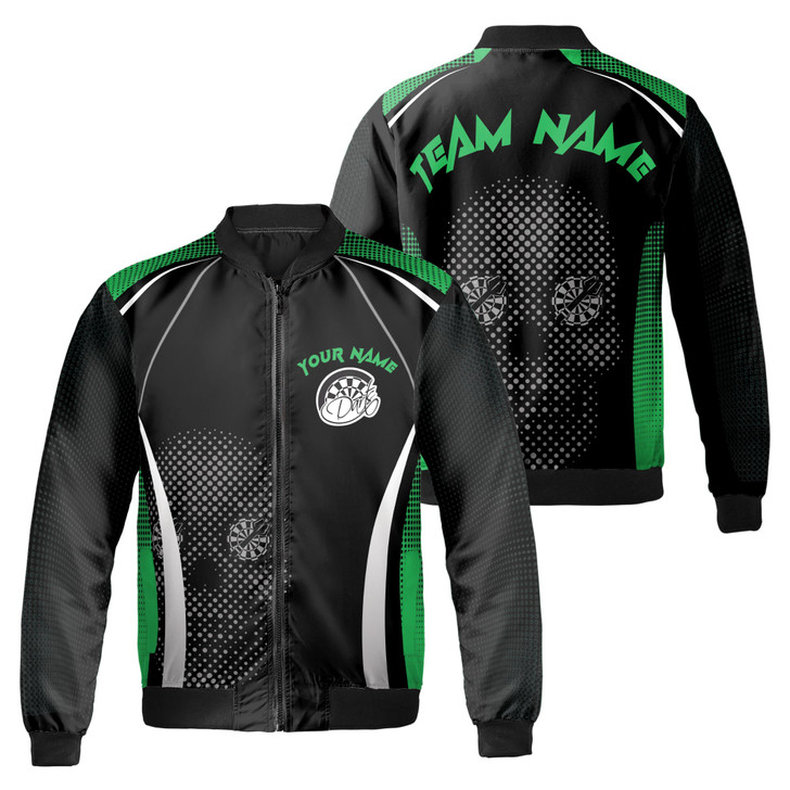 Customized Skull Love Darts Dartboard Eyes Bomber Jacket S-5XL