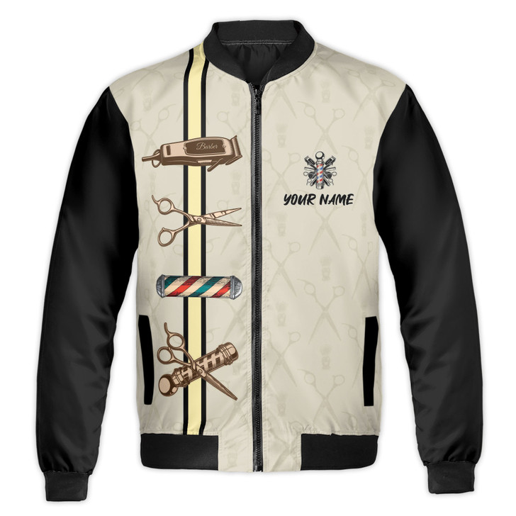 Custom Name Hair Cutting Tools and Scissors Be A Great Barber Bomber Jacket S-5X