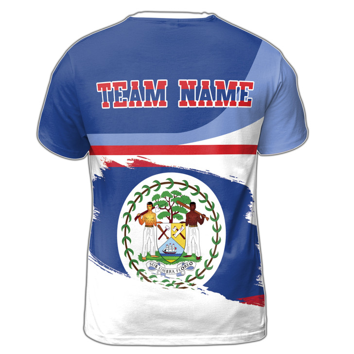 Custom Name Team Name Belize Flag Coat Of Arms Toucan T-shirt S-5XL