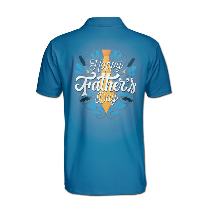 Custom Name Love You Dad Father and Son Silhouette Blue Men's Polo Shirt S-5XL