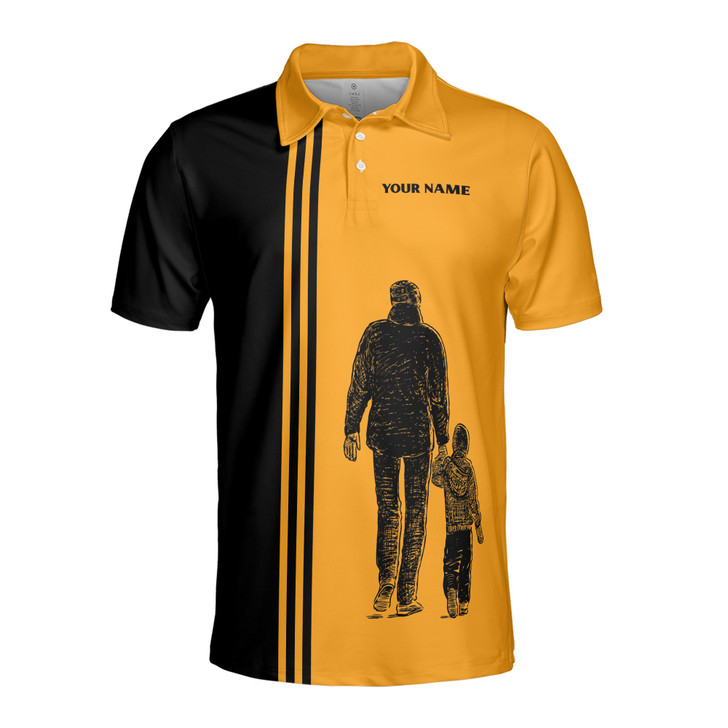 Custom Name Son and Dad Love Father's Gift Yellow Men's Polo Shirt S-5XL