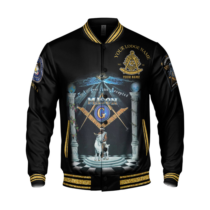 Customize Name Riding The Goat F&AM Prince Hall Mason Varsity Jacket S-5XL