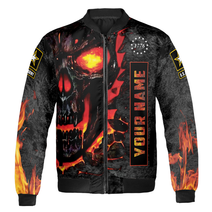 Custom Name Veteran Your First Mistake Skull U.S Army Black Bomber Jacket S-5XL