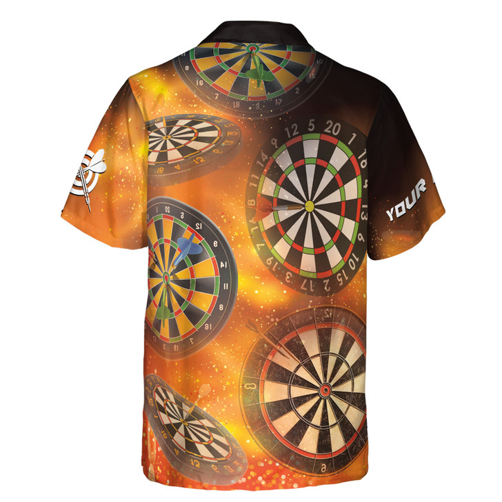 Custom Name Darts Dartboard Yellow Heat Black Hawaiian Shirt S-5XL, For Friend
