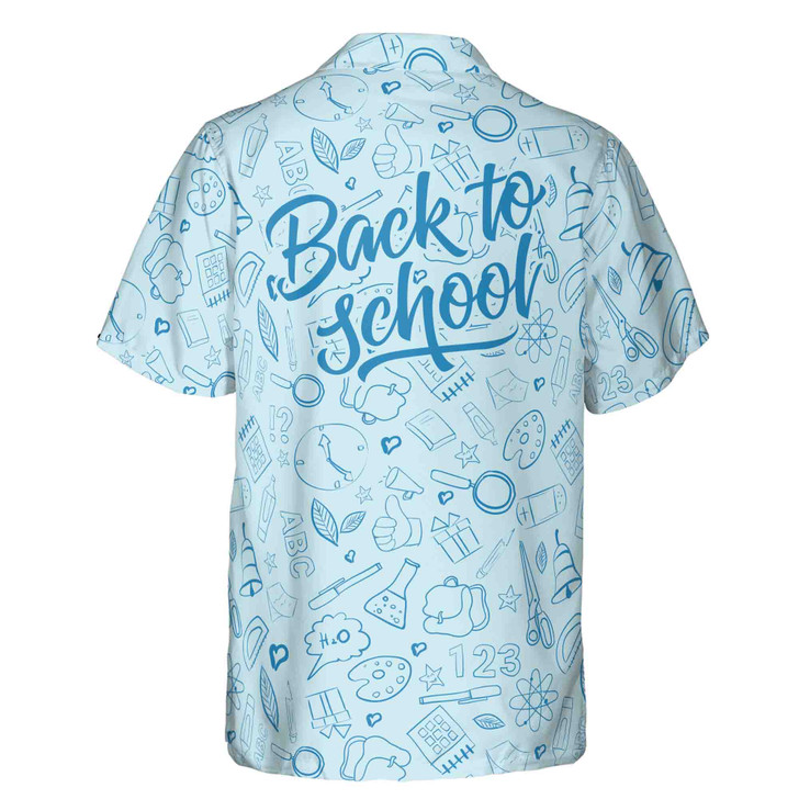 Custom Name Back To School Student Items Subject Blue Hawaiian Shirt S-5XL