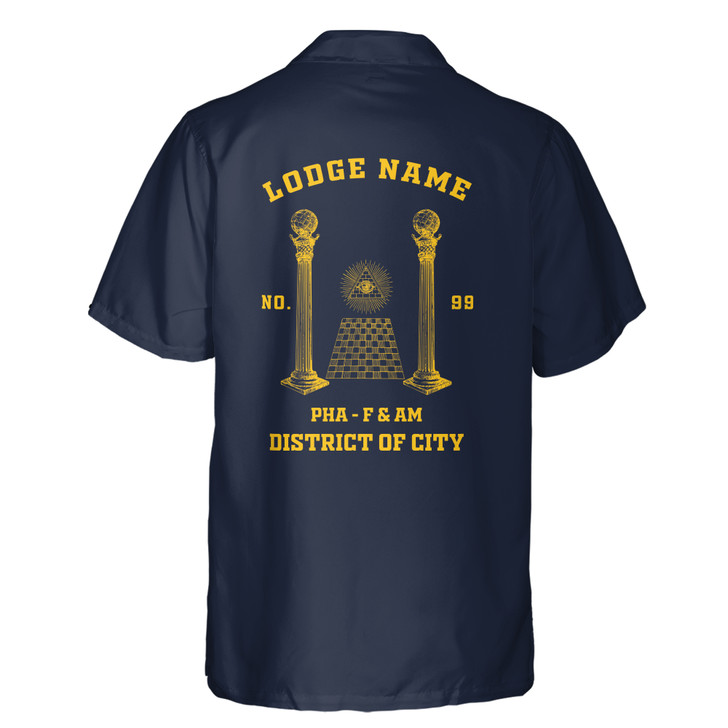 Customized Eye of Providence and Masonic Columns Freemason Master Mason Hawaiian Shirt S-5XL