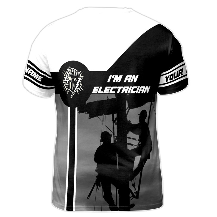 Custom Name Electrician I'm An Electrician Black White 3D T-Shirt S-5XL