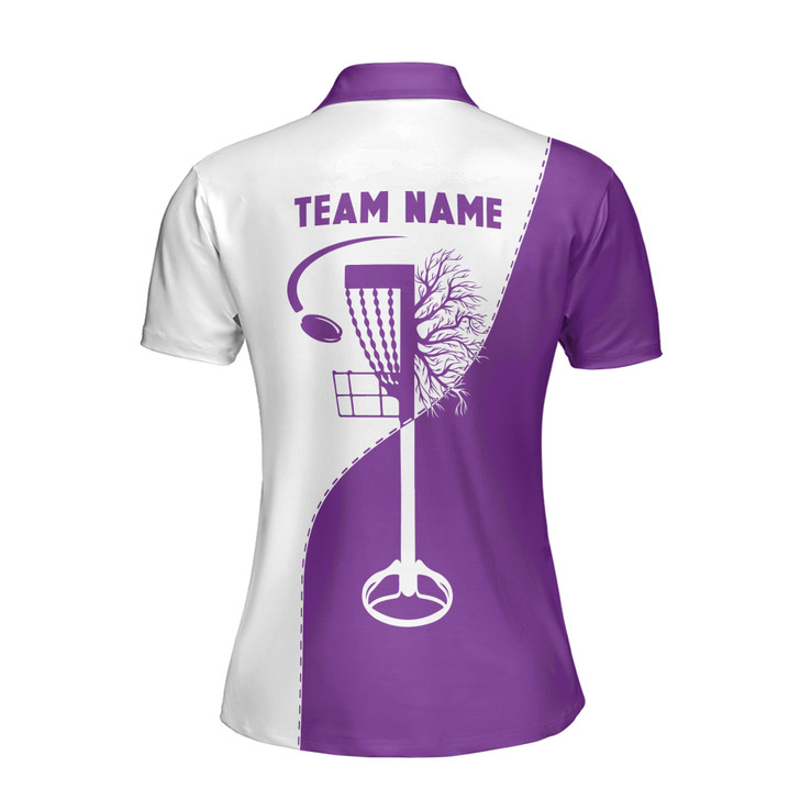 Custom Team Name Disc Golf Sewing Stitches White Purple Women's Polo Shirt S-5XL