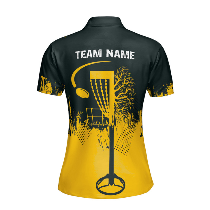 Custom Team Name Disc Golf Sport Tree Black Yellow Women's Polo Shirt S-5XL