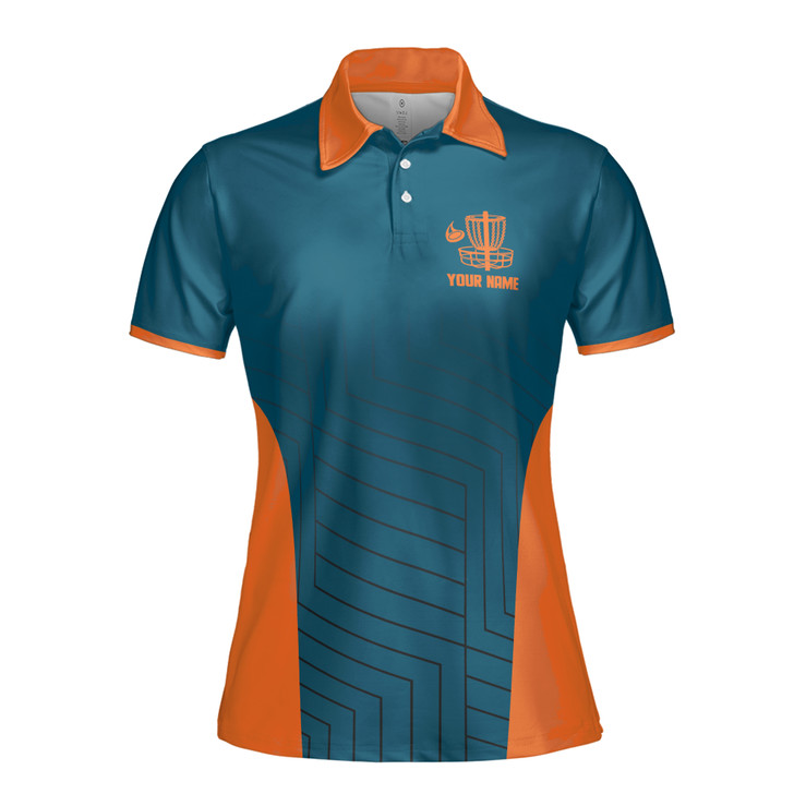 Custom Team Name Disc Golf Landscape Design Teal Orange Women's Polo Shirt S-5XL