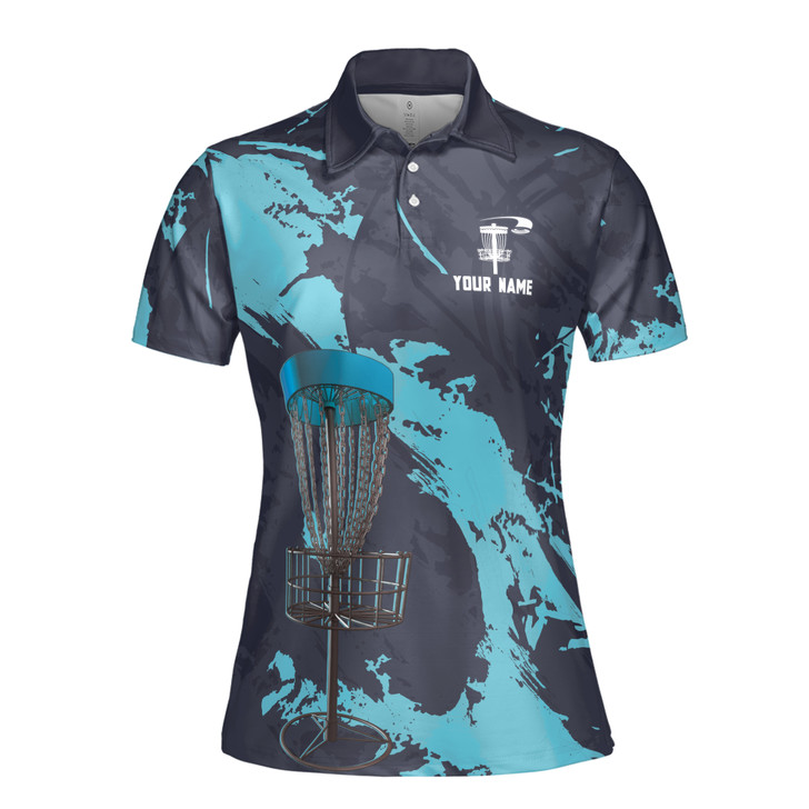 Custom Team Name Disc Golf Paint Camo Pattern Gray Blue Women's Polo Shirt S-5XL
