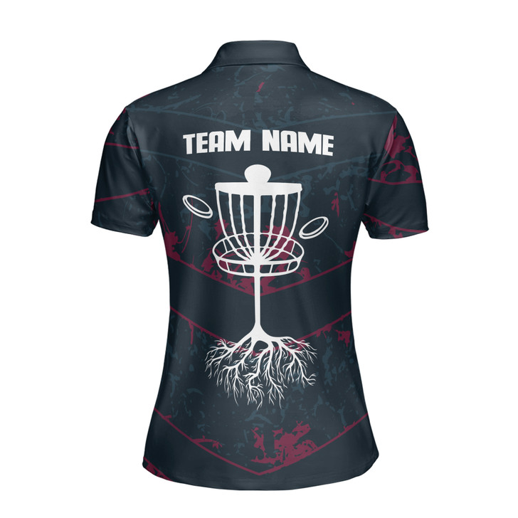 Custom Team Name Disc Golf Roots Paint Splashes Black Women's Polo Shirt S-5XL