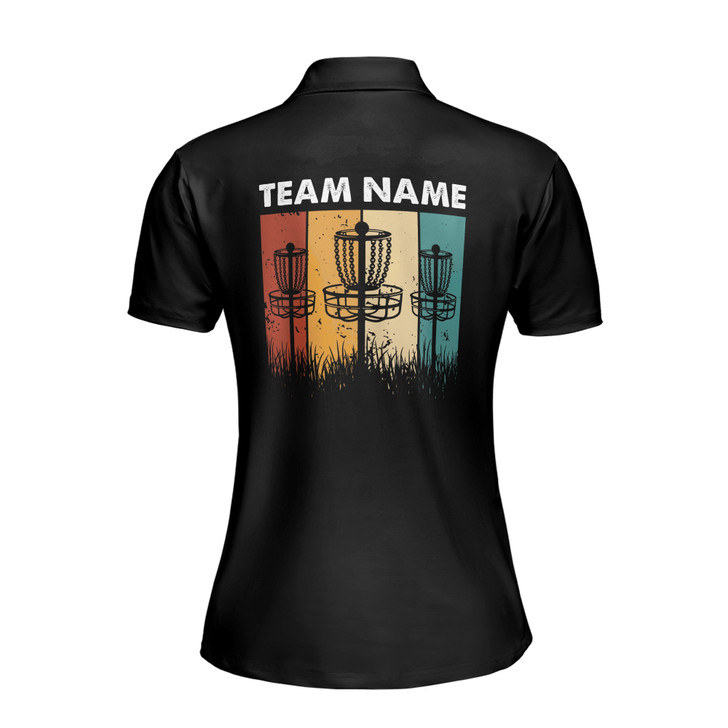 Custom Team Name Disc Golf Grasses Colorful Stripes Women's Polo Shirt S-5XL
