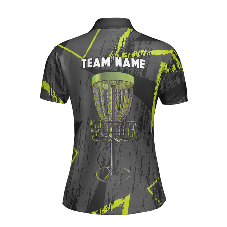 Custom Team Name Disc Golf Sport Camo Pattern Gray Women's Polo Shirt S-5XL