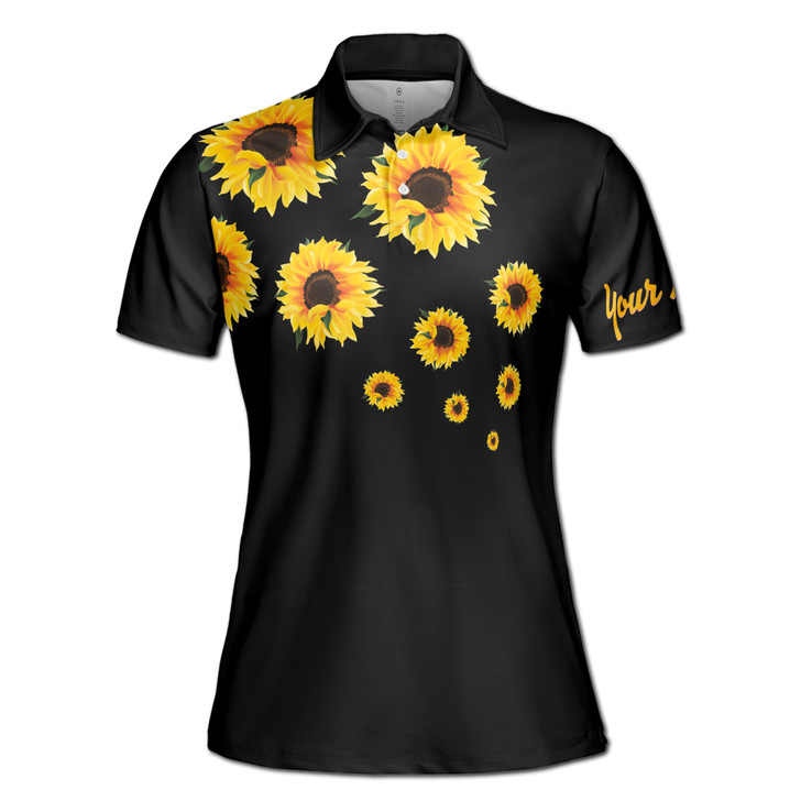 Custom Name Mom One Loved Mama Sunflower Black Women's Polo Shirt S-5XL, For Mom