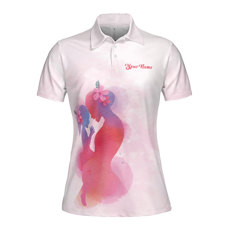 Custom Name Mom World's Best Mom White Pink Women's Polo Shirt S-5XL, For Mom