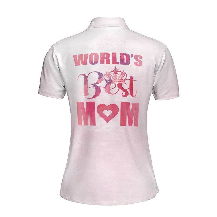 Custom Name Mom World's Best Mom White Pink Women's Polo Shirt S-5XL, For Mom