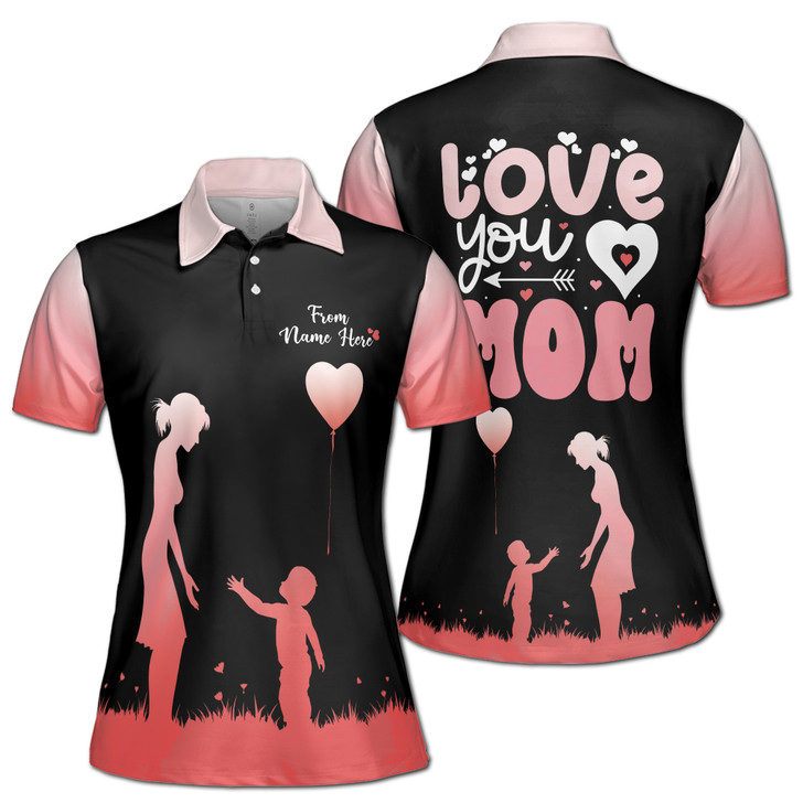 Custom Name Mom Quote Love You Mom Black Pink Women's Polo Shirt S-5XL, For Mom