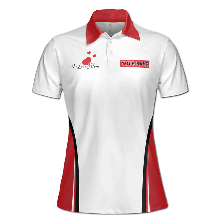 Custom Name Mom Baby Quote Best Mom White Red Women's Polo Shirt S-5XL, For Mom