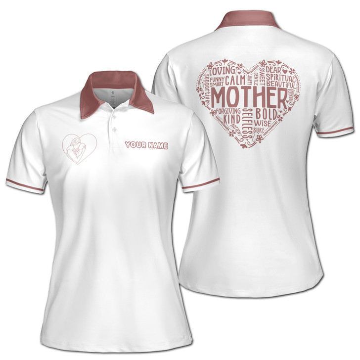 Custom Name Mom Baby Multiple Words White Women's Polo Shirt S-5XL, For Mom