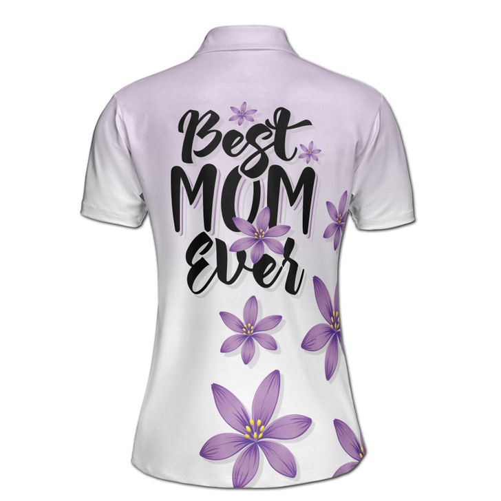 Custom Name Mom Best Mom Ever Floral Purple Women's Polo Shirt S-5XL, For Mom