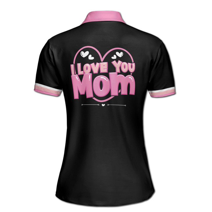 Custom Name Mom Baby I Love You Mom Black Pink Women's Polo Shirt S-5XL, For Mom