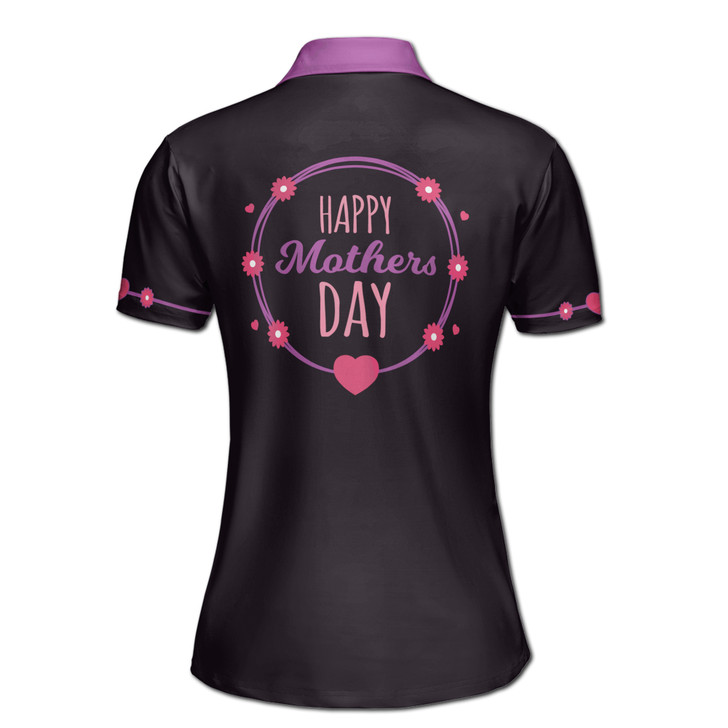 Custom Name Mom Hearts Floral Black Purple Women's Polo Shirt S-5XL, For Mom
