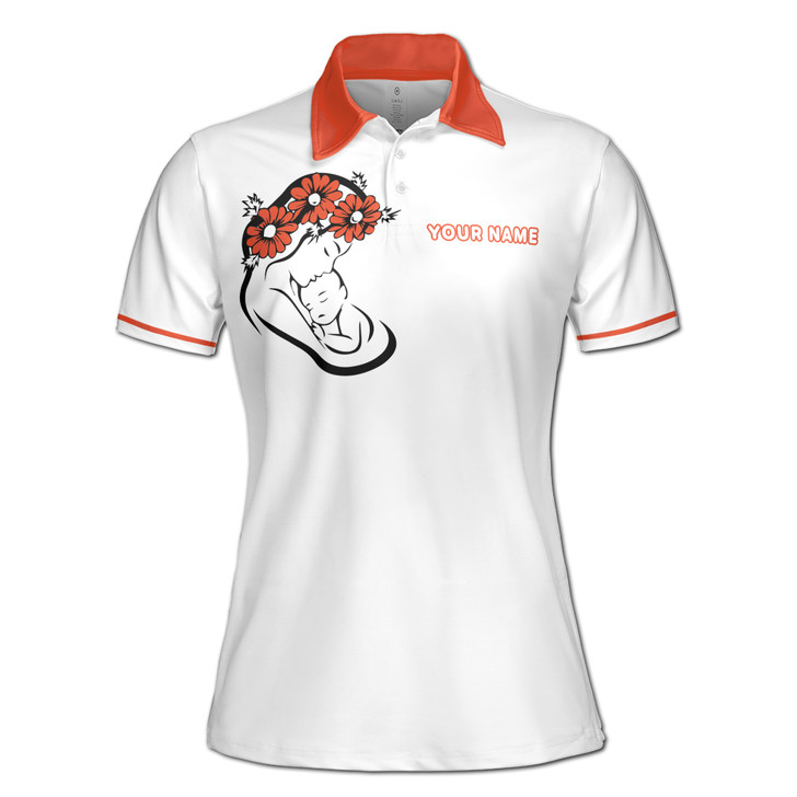 Custom Name Mom Love You Mom Hug White Women's Polo Shirt S-5XL