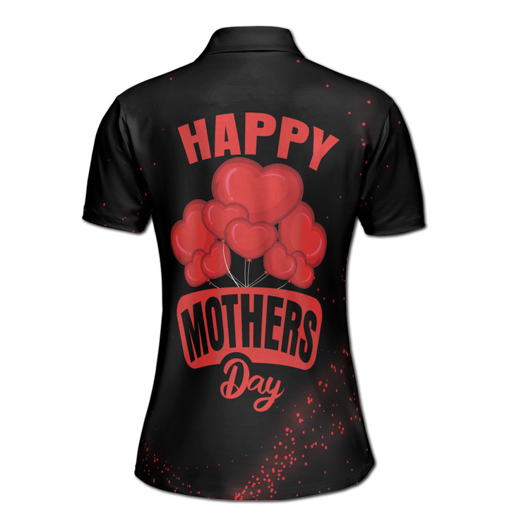 Custom Name Mom Heart Balloons Sparkle Black Women's Polo Shirt S-5XL, For Mom