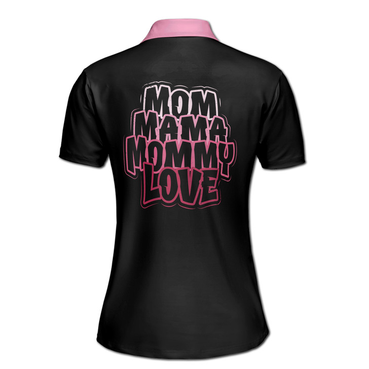 Custom Name Mom Mama Mommy Love Black Women's Polo Shirt S-5XL