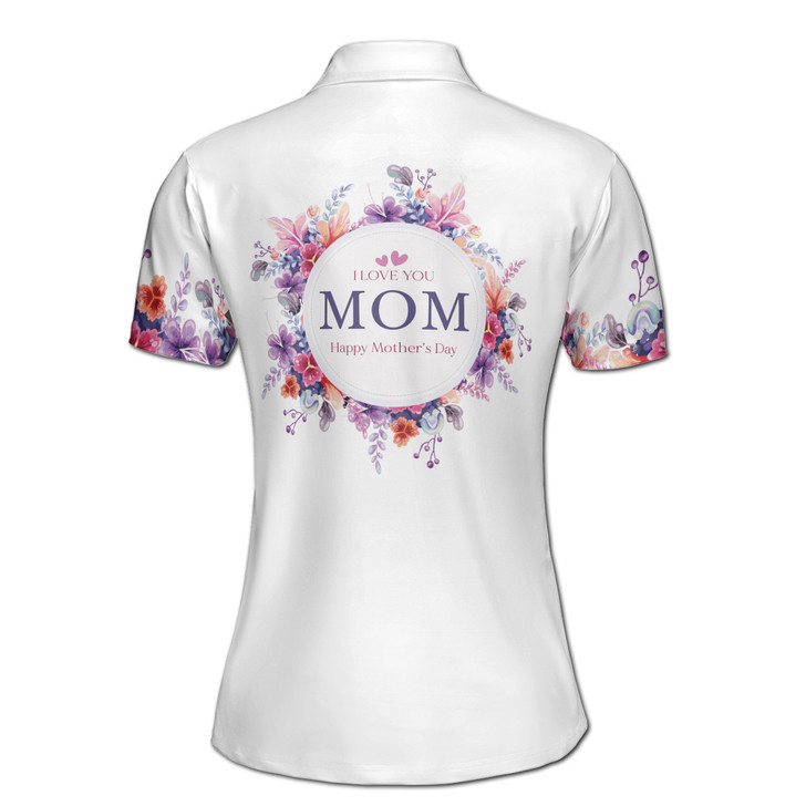 Custom Name Mother Child I Love You Mom White Women's Polo Shirt S-5XL, For Mom