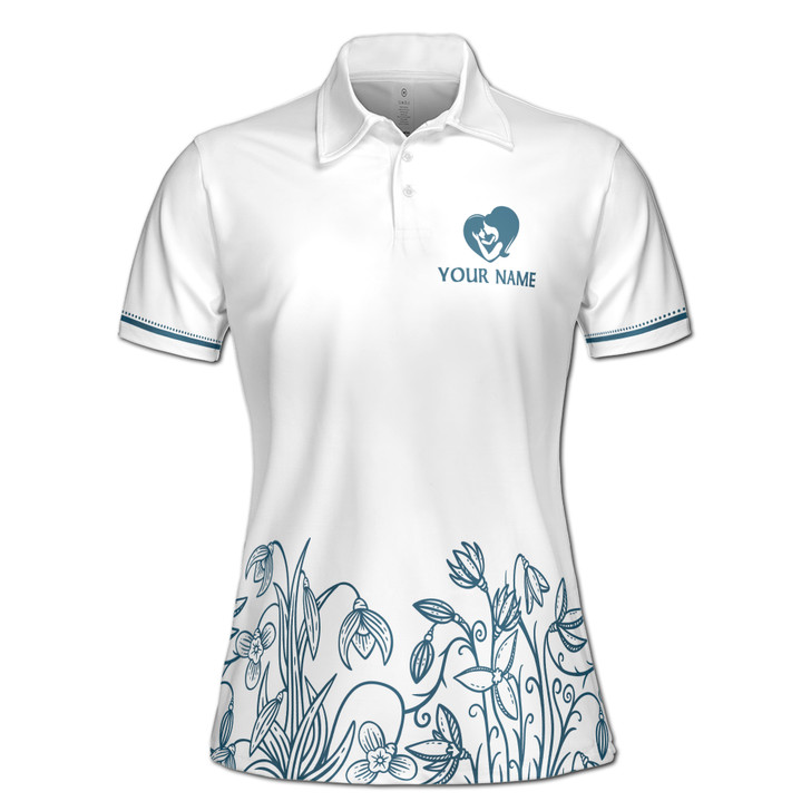 Custom Name Mama Mother Child Floral White Women's Polo Shirt S-5XL, For Mom