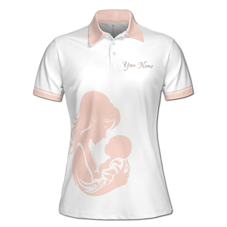 Custom Name Mom Thank You Mom Flower Bouquet White Women's Polo Shirt S-5XL