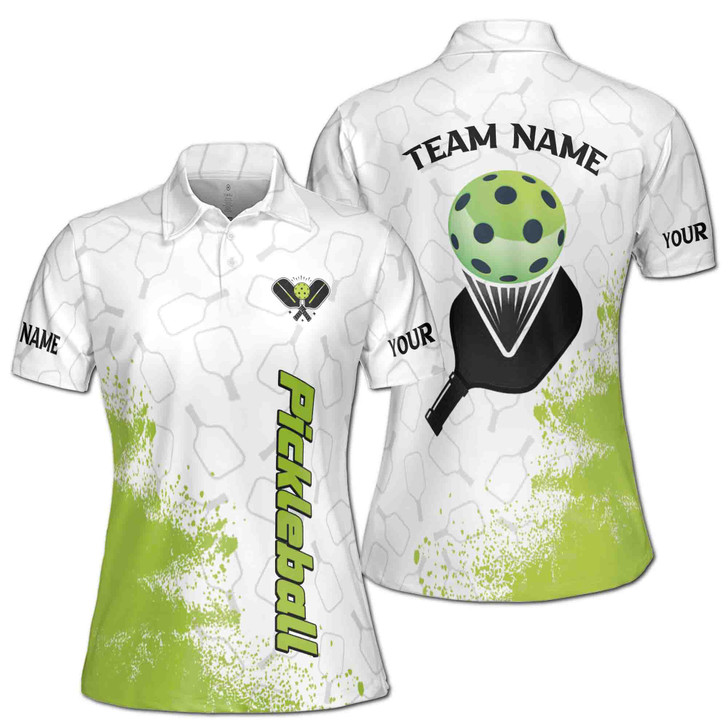 Custom Team Name Pickleball Green White Women's Polo Shirt S-5XL, For Friend