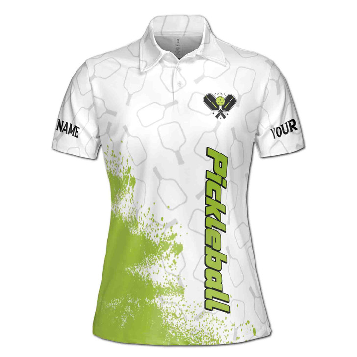Custom Team Name Pickleball Green White Women's Polo Shirt S-5XL, For Friend