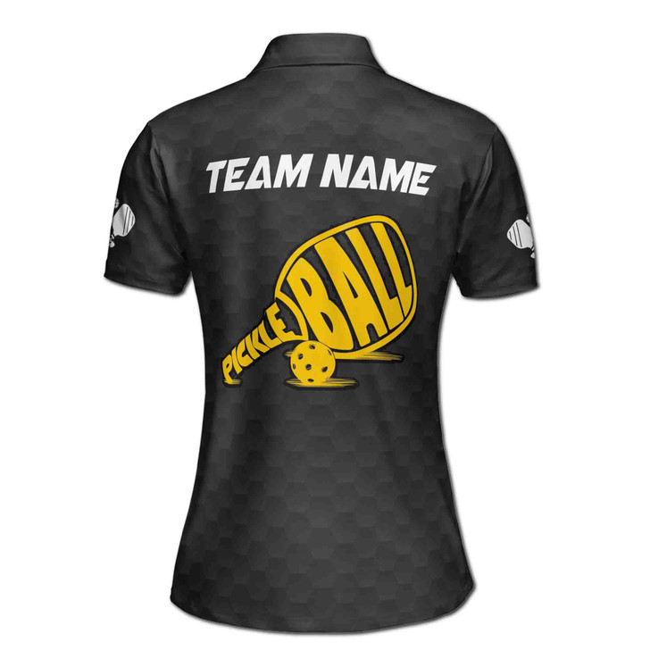 Custom Team Name Pickleball Black Yellow Women's Polo Shirt S-5XL, For Friend