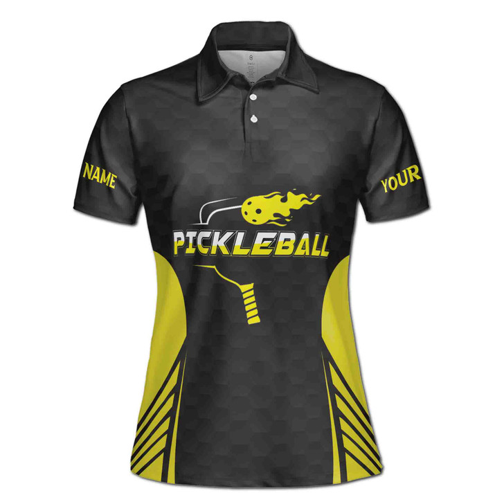 Custom Team Name Pickleball Yellow Black Women's Polo Shirt S-5XL, For Friend