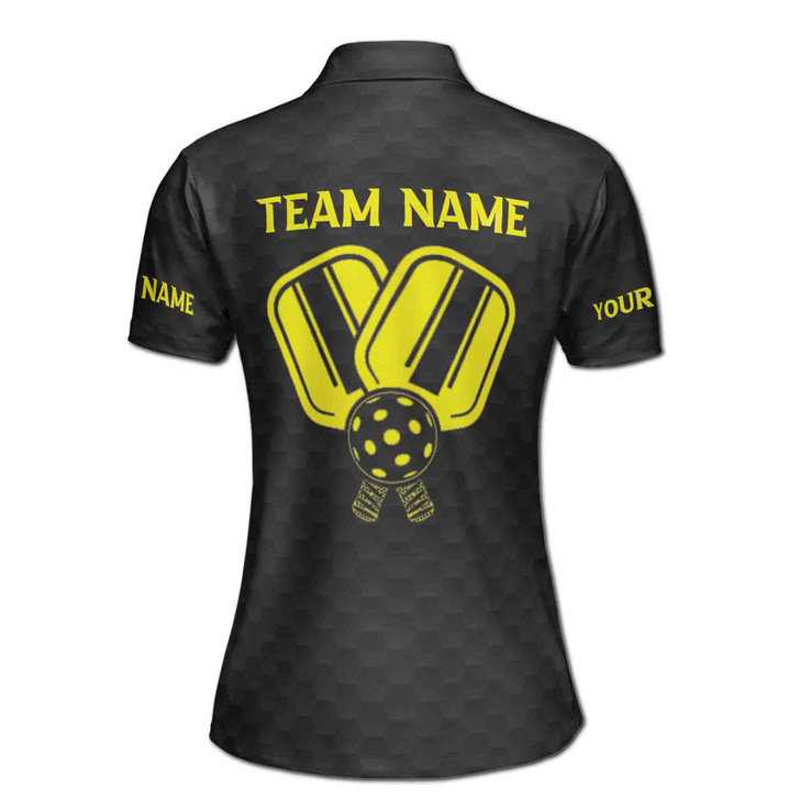 Custom Team Name Pickleball Yellow Black Women's Polo Shirt S-5XL, For Friend