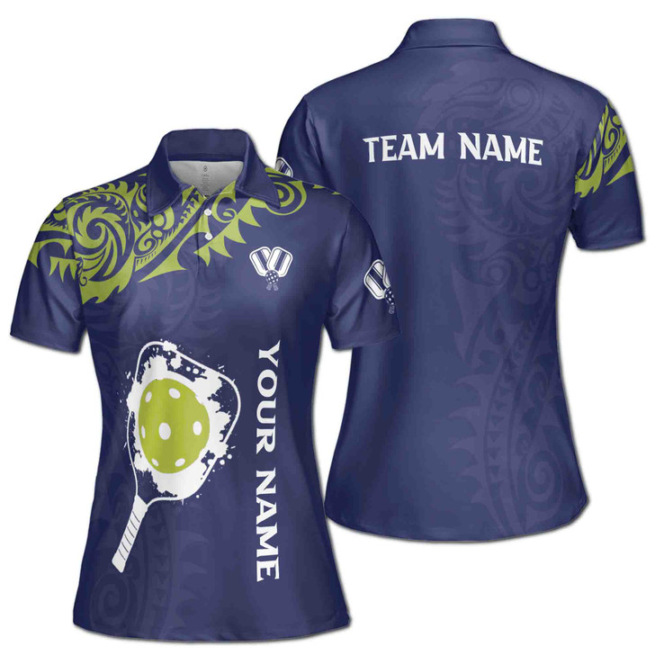 Custom Team Name Pickleball Tattoo Blue Women's Polo Shirt S-5XL, For Friend