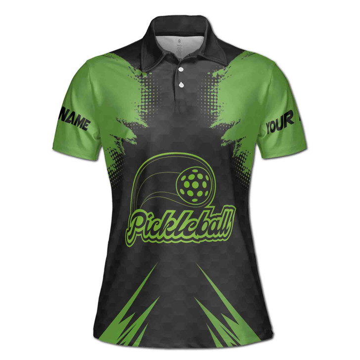 Custom Team Name Pickleball Paddle Paddle Black Green Women's Polo Shirt S-5XL