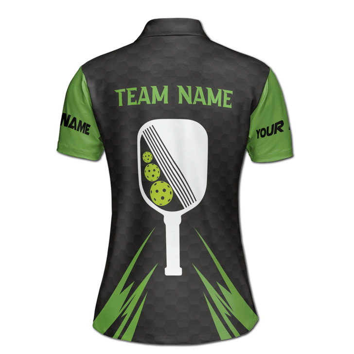 Custom Team Name Pickleball Paddle Paddle Black Green Women's Polo Shirt S-5XL