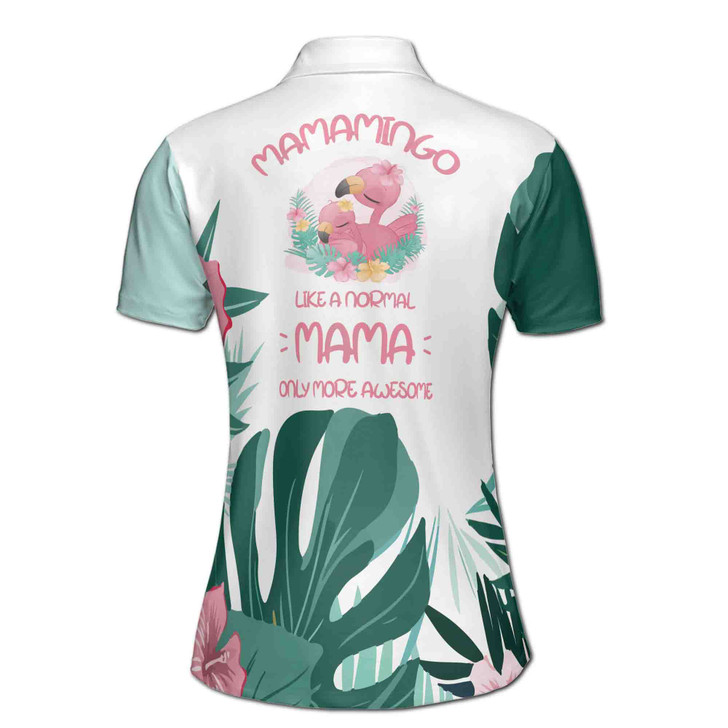 Custom Name Mamamingo Like a Normal Mama White Green Women's Polo Shirt S-5XL