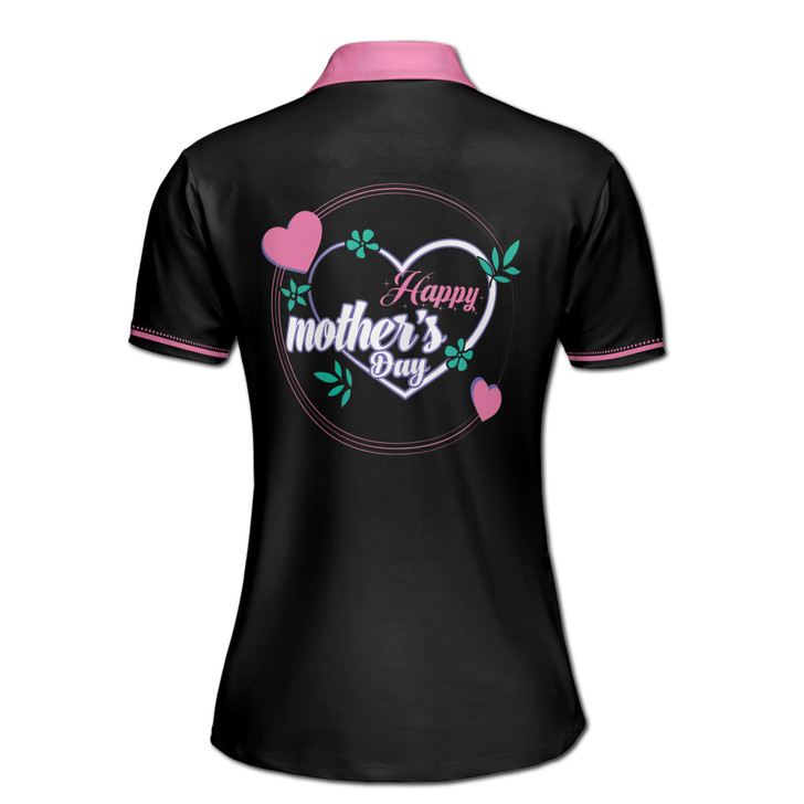 Custom Name Mom Baby Hearts Black Pink Women's Polo Shirt S-5XL