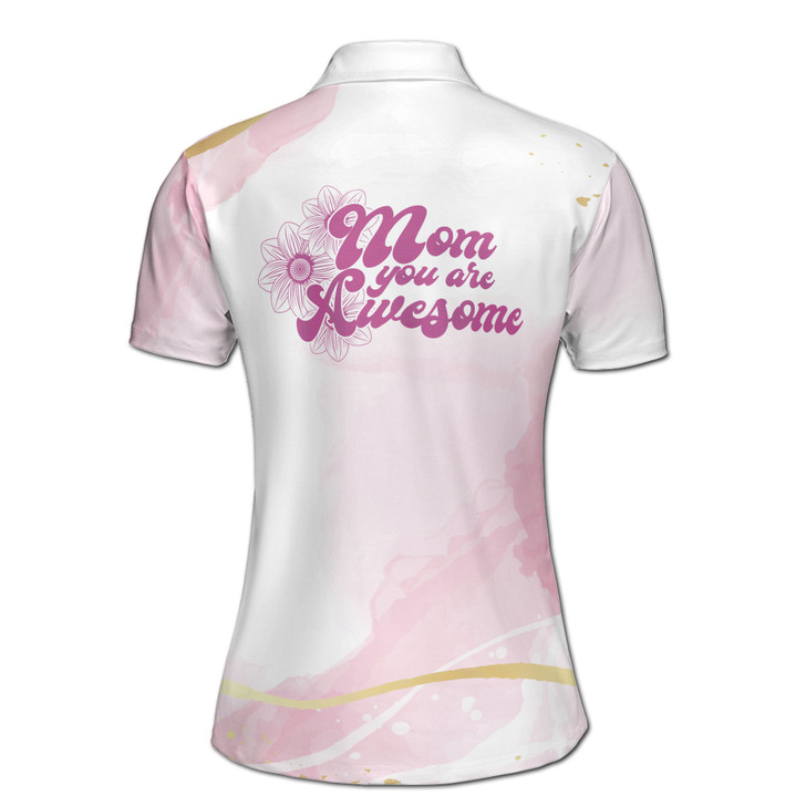 Custom Name Mom You Are Awesome Floral White Pink Women's Polo Shirt S-5XL