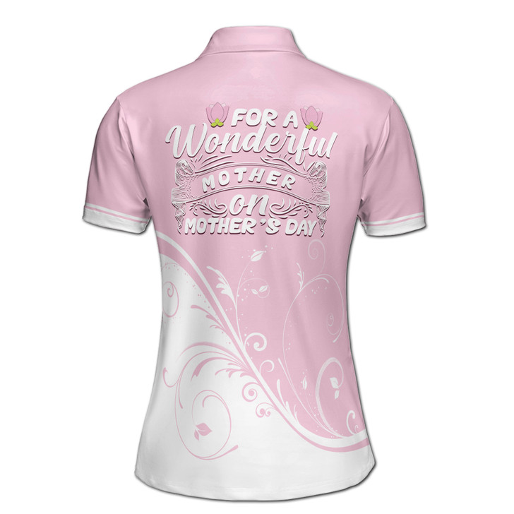 Custom Name Mom Quote For A Wonderful Mother Pink White Women's Polo Shirt S-5XL