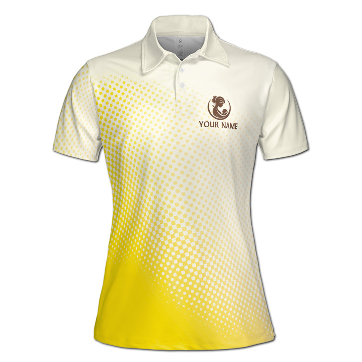 Custom Name Mom Baby Dots Yellow White Women's Polo Shirt S-5XL