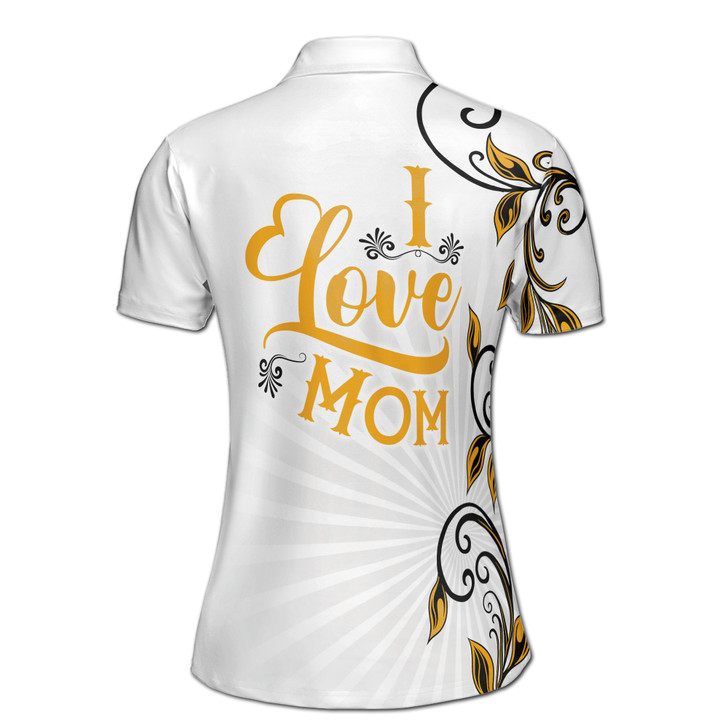 Custom Name Mom Baby Vines Swirl White Women's Polo Shirt S-5XL