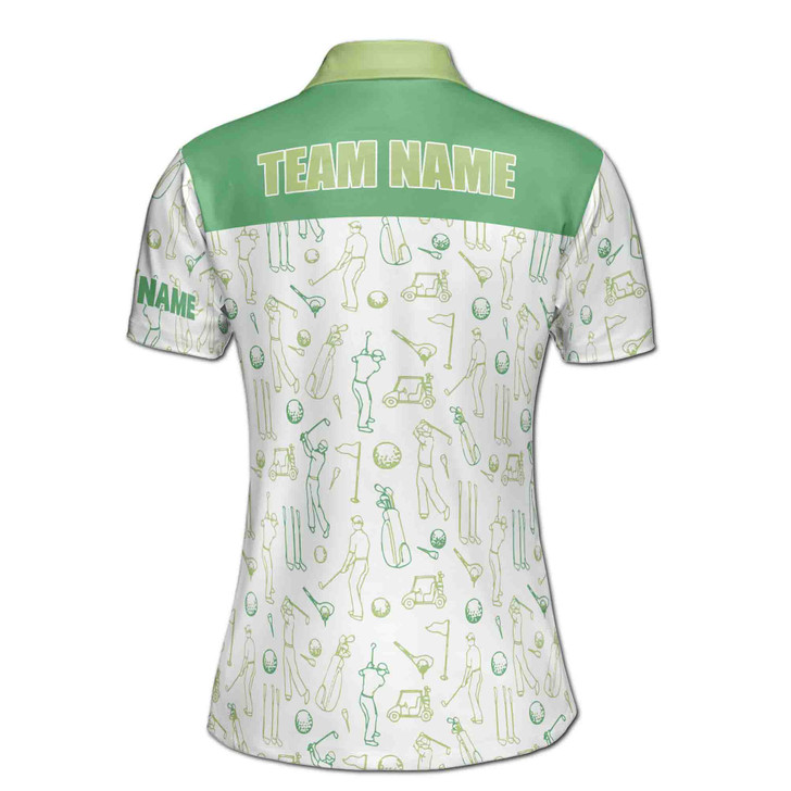 Custom Team Name Golf Player White Green Women's Polo Shirt S-5XL, For Friend